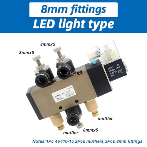 Électrovanne 4V410-15 12V avec raccords 8mm 5 ports 2 positions
