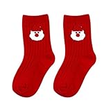 KESYOO 1 Paar Weihnachtssocken Baumwolle Rot Fleece Socken Weiche Rutschfeste Crew Socken Santa Claus Mid-Calf Socken Hausschuhe Gefüttert Socken für Kinder Mädchen Weihnachten