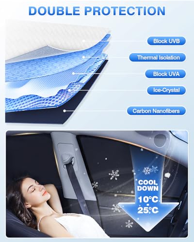 Image of Canvcle Windshield Sun Shade for 2022-2025 2026 Nissan Frontier Accessories Side Rear Window Shade Cover Sun Visor Shield Privacy Cover Keep Vehicle Cool Black 5PCS