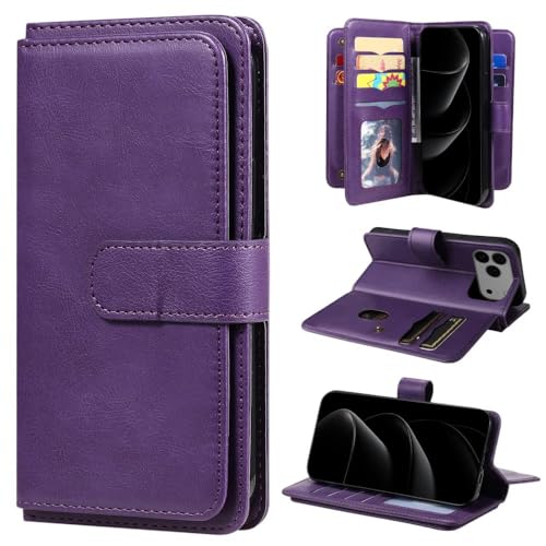 Étui pour iPhone 16e avec emplacements cartes et rabat portefeuille magnétique violet