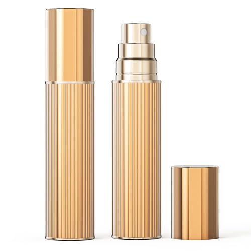 kuangre 10ml Perfume Atomizer Travel Refillable, Glass liner filled perfume bottle, Mini Cologne Dispenser, Portable Sprayer Pocket Size for Women Men Cruise Car Trip Gift 0.34oz (Gold) by kuangre - Used condition - US$7.51