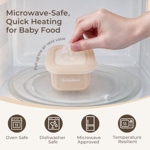 Solinfant Elite 4 Pack Silicone Baby Food Containers, Food Storage Jars with Airtight Lids, Reusable, Freezer, Microwave and Dishwasher Safe, 100% Food Grade Silicone, 5oz/150ml - 3