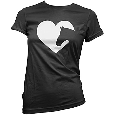 Horse Heart - Womens T-Shirt - I love My Horse Riding Pony 12 black Cover