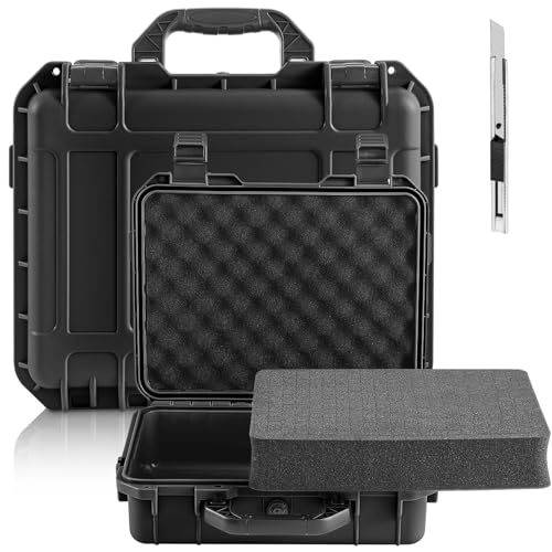 Image of Relaxweex 1 Pcs Waterproof Hard Case with DIY Customizable Foam Insert Portable Protective Case with Knife for Camera Drones Equipments Tools Test Instruments(Black,20.5 x 15.8 x 8.5 Inch)