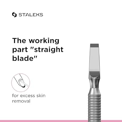 Staleks Beauty & Care Manicure Pusher 30 Type 2 Rounded Pusher and Straight Blade Dual-Sided Stainless Steel Tool