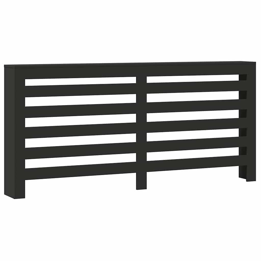 Vidaxl Radiator Cover Heater Cover Slats Radiator Shelf Black Engineered Wood 8721102949661