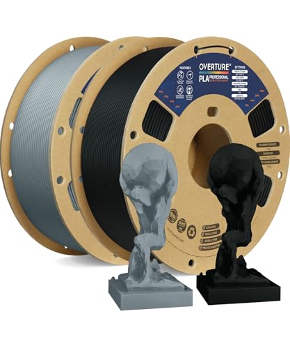 Image of OVERTURE 2KG Bundle PLA Plus (PLA+) Filament 1.75mm, Stronger & More Durable, Professional Toughness 3D Printer Filament 1kg (2.2lbs) 2 Pack, High Precision + /- 0.02mm(Black & Light Gray)
