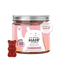 Ah-Mazing Hair - Biotin Gummies - Für Haare, Haut und Nägel Mit 10.000 µg Biotin, Zink, Vitamin B6, C & E sowie Jod – 30 Stück (1-Monats-Vorrat) Vegan & zuckerfrei - Bears with Benefits