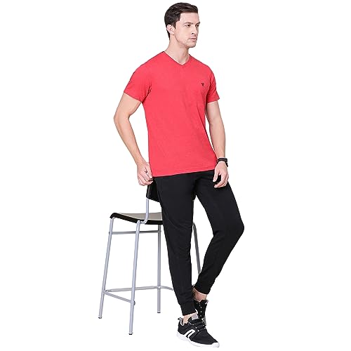 Van Heusen Athleisure Men T-Shirt - Cotton Rich - Smart Tech, Easy Stain Release, Anti Stat, Ultra Soft, Quick Dry_60001_Brick Rust_L