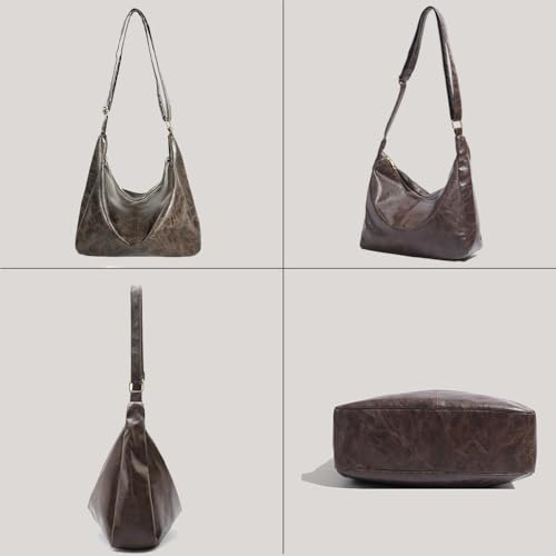 Hobo Bag for Women - Vegan Leather Slouchy Shoulder Purse with Adjustable Strap & Zipper Closure3