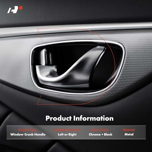 A-Premium Driver or Passenger Side Window Crank Handle Compatible with GMC Yukon, C1500 C2500 K1500 Suburban & Chevrolet Blazer, C10 C1500 C20 C2500 Suburban, Black Knob and Chrome Handle(Zinc) - Thumbnail 2