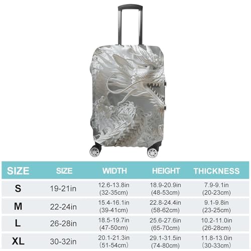 Carry on Luggage Cover White Dragon Style Suitcase Covers for Luggages Tsa Approved Travel Luggage Sleeve Protector Elastic Suitcase Protector Anti-Scratch Washable Fits 19-30 Inch Case -L2