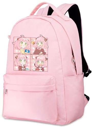 Roffatide Animation Spy × Family mochila masculina y femenina Anya forger estampado mochila portátil mochila ligera mochila japonesa de nylon mochila rosa