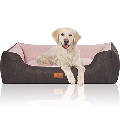 Knuffelwuff 14096-005 Hundebett Hundekörbchen Hundesofa Hundekissen Hundekorb Bezug Waschbar Luke Xl Schwarz-Rosa