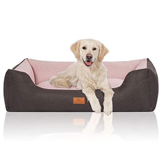 Knuffelwuff 14096-005 Hundebett Hundekörbchen Hundesofa Hundekissen Hundekorb Bezug Waschbar Luke Xl Schwarz-Rosa