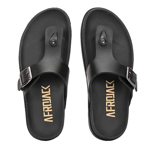 Image of AFROJACK Men's Sandals | Casual Sandal /Slippers For Men With PU Upper | Comfortable Sole Stylish & Durable Design | Slip-on Style | Light Weight, s4700