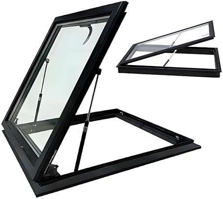 Skylight Window for Attic, Flat Roof Vent Vents, Aluminum Access Hatch for Garage, Basement, Kitchen, Replacement Curb Mounted Scuttle Door, Manual Openable