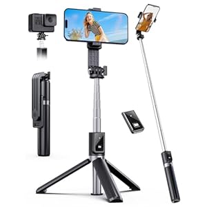 Selfie Stick Tripod with Remote, Extendable 360° Rotatable Selfie Stick, 41.7″ Phone Tripod Stand for Cell Phone Filming Compatible with iPhone Samsung Android Smartphone Gopro