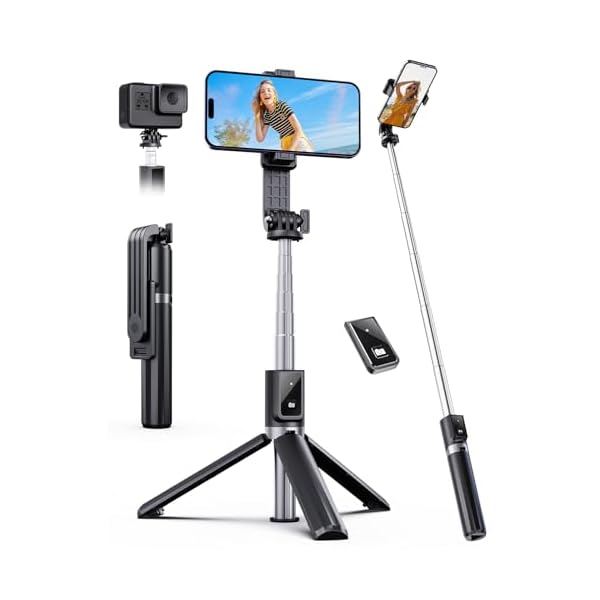 Selfie Stick Tripod with Remote, Extendable 360° Rotatable Selfie Stick, 41.7″ Phone Tripod Stand for Cell Phone Filming Compatible with iPhone Samsung Android Smartphone Gopro