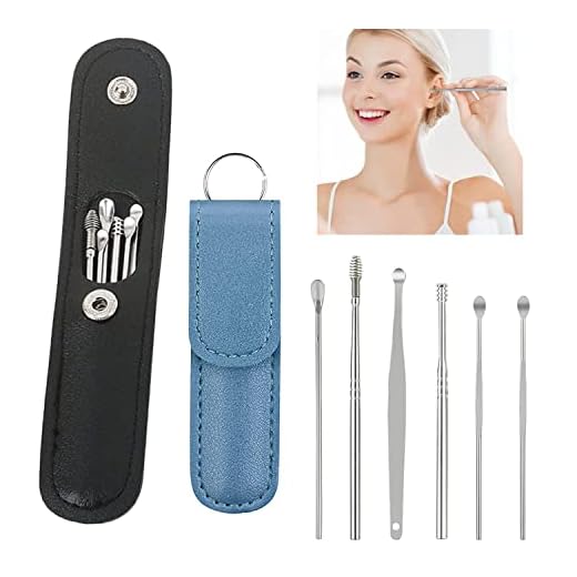 12PCS Ear Wax kit, (Two Sets-Black+Blue), Premium Stainless Professional Ear Cleaning Tool Set Spiral Spring Ear Spoon relieves itching by Massaging Your Ear Canal for Kid Adult