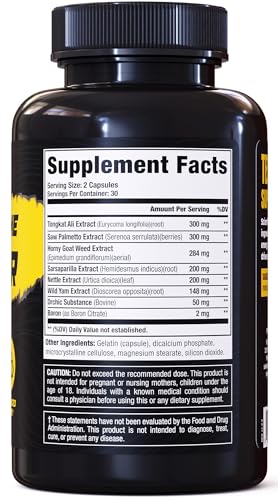 Testosterone Booster - Testosterone Supplement for Men - Male Enhancing Pills for Muscle Growth, Libido, Stamina, Strength - Tongkat Ali Muscle Builder Workout Supplement - Total T Test Boost - 2 PACK