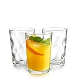 Home Essentials Drinking Glasses Set of 10 Juice Glass Cups, 7 oz Glassware, Inner Circular Lensed Small Glasses. Ideal for Juice, Milk, Water; Dishwasher Safe.