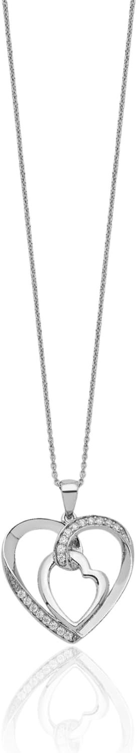IceCarats 925 Sterling Silver Cubic Zirconia Small Heart Pendant Necklace 18mm 3/4 inch, Round Cut, Prong Set For Her