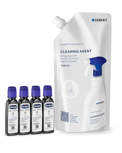BADfabrik24 Geberit AquaClean Reinigungsmittel Nachfüllbeutel 1000 ml + 4 Entkalkungsmittel für Dusch-WCs hygienische Pflege