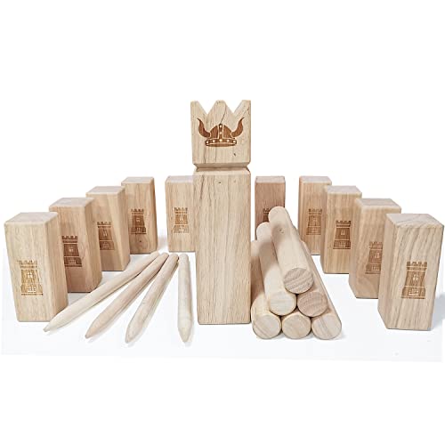 Kubb Spiel-Wurfspiel- Wikinger Spiel-Premium Kautschukholz...
