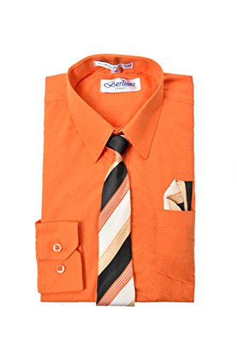 Boy's Premium Dress Shirt with Matching Necktie and Pocket Square Set