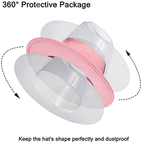 Ladybro Fedora Hats For Women Wide Brim Hat, Incld 3 Decor Belts, Wool Felt, 58Cm Adjustable Women's Fedora (Wool, 016 Pink, Size: 22-7/8", Fit For 22" - 22 7/8") #TOP6