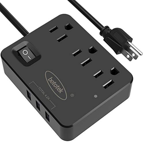 Desktop Power Strip with USB, Bototek 3 Outlet and 3 USB Charging Ports