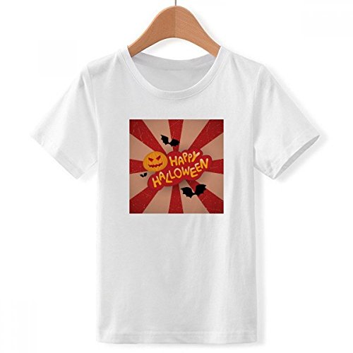 T-Shirt Blanc Enfant Motif Halloween Cartoon pour les Journées d'Automne et l'École