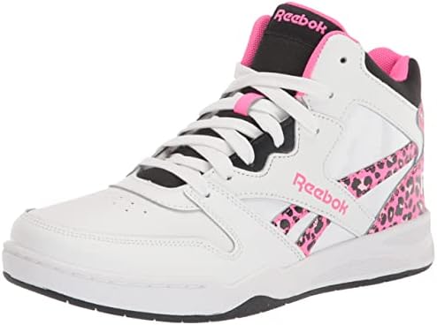 Reebok Girls BB4500 Court Basketball Shoe, White/Black/Atomic Pink, 7 Little Kid
