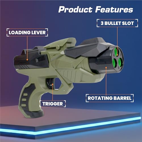 Image of Aditi Toys Nitro Ranger Hard Tip Foam Bullet Gun Toy, Slam Fire Action Blaster Toy with 6 Darts, Shooting Gun for Kids Age 3+ (Green)