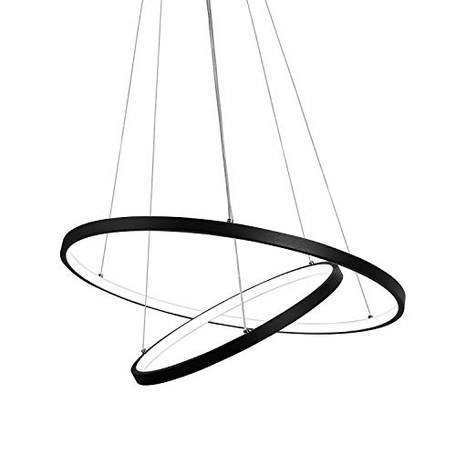 Exclusive Modern Black Chandelier 36W LED Pendant Light 31.5 inch Dining Room Lighting Fixtures Hanging Ceiling Lights for Kitchen Island 6000K White Light