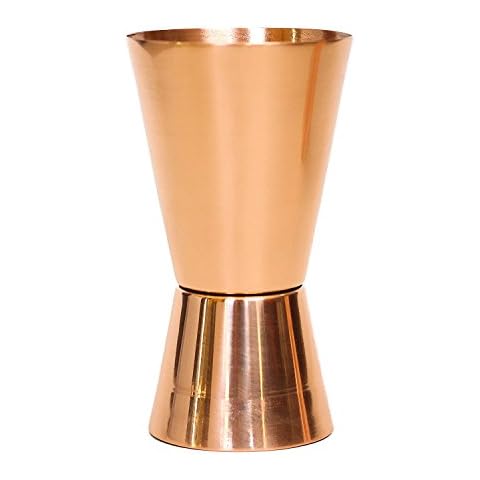 PARIJAT HANDICRAFT Pure Copper Measuring Jigger Shot Glasses Double Sided Jiggers - 2 Ounce and 1 Ounce Cover