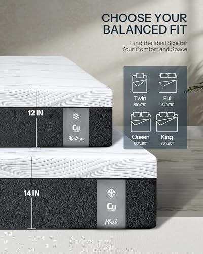 Image of Life Balance Full Hybrid Mattress 12 Inch, Made in USA, Medium, Individual Pocket Coils & Copper Gel Memory Foam， Hypoallergenic & Odorless, Motion Isolation & Pressure Relief, Mattress in a Box