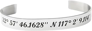 Personalized Latitude Longitude Cuff Bracelet Customized location coordinates