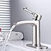 NEWATER Waterfall Spout Bathroom Sink Faucet Basin Mixer Tap Single Handle Brushed Nickel