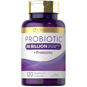 Carlyle Probiotics with Prebiotics | 120 Capsules | 50 Billion Active Organisms | Non-GMO & Gluten Free Supplement