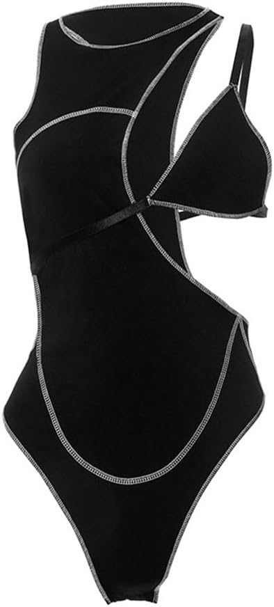 Women's Cut Out Bodysuit Tank Top Spaghetti Strap Bra Bodycon Jumpsuits - Image 4