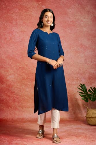 Image of Libas Womens Embroidered Viscose Straight Kurta for Women | Ethnic wear | Bridal Suit | Wedding Dress | Occasion wear