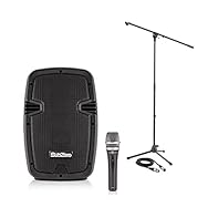 Everything you need to perform – a vocal microphone, mic stand, cable and amplifier. The microphone boasts a brilliant and transparent sound, with a smooth frequency presence to give your voice excellent projection. This is complemented by the speake...