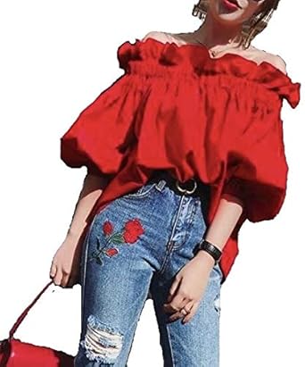 Amazon | トップス レディース ブラウス オフショルダー