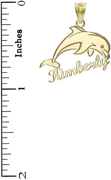 Certified 10k Yellow Gold Engravable Personalized Jumping Dolphin Pendant with Your Name
