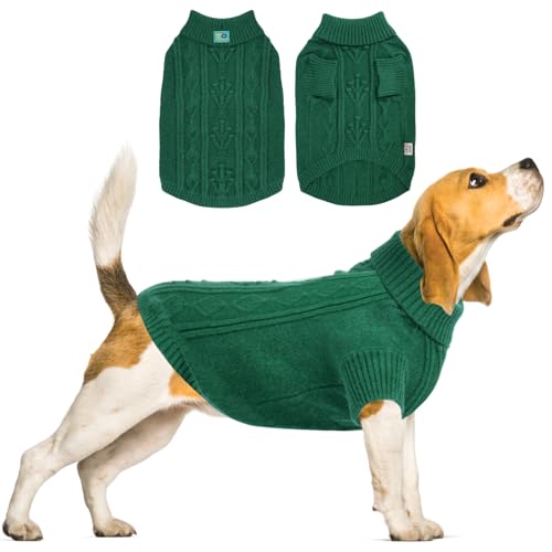 To A Turn Pet Clothing,Dog Sweaters,Turtleneck Pet Sweaters for Dogs Boys or Girls,Knitted Pet Clothes,Pullover Dog Sweater,Pet Sweater,Suitable for Dogs Various Sizes or Breeds(Blackish Green,XS