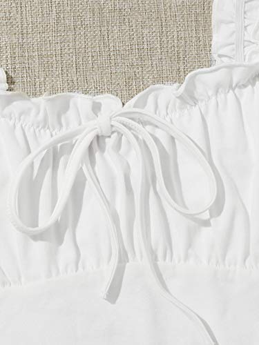 Verdusa Women's Frill Trim Strap Tie Knot Ruched Front Bustier Crop Top White M #TOP3