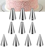 10Pcs Round Piping Tip, 10 Sizes Stainless Steel Wilton Piping Tips For Cookies, Professional Cake Decorating Tools For Frosting, Icing &Amp; Russian Pastry