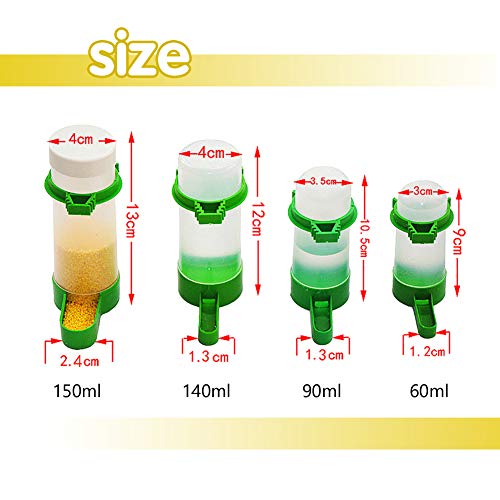 Qx-Pet Supplies 2Pcs Automatic Bird Feeder Bird Waterer & Feeder Parakeet Hanging Food Dispenser Bird Cage Accessories For Parrots Budgie, Cockatiel, Lovebirds (60 Ml / 2.03 Oz) #TOP6